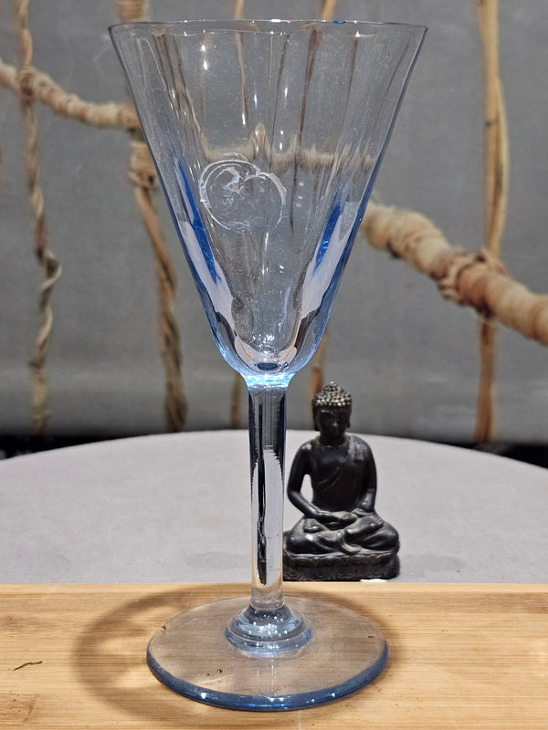 Ancien Grand verre Cocktail en cristal Taillé Moyen Mains Vintage XXe Art deco artisanal
