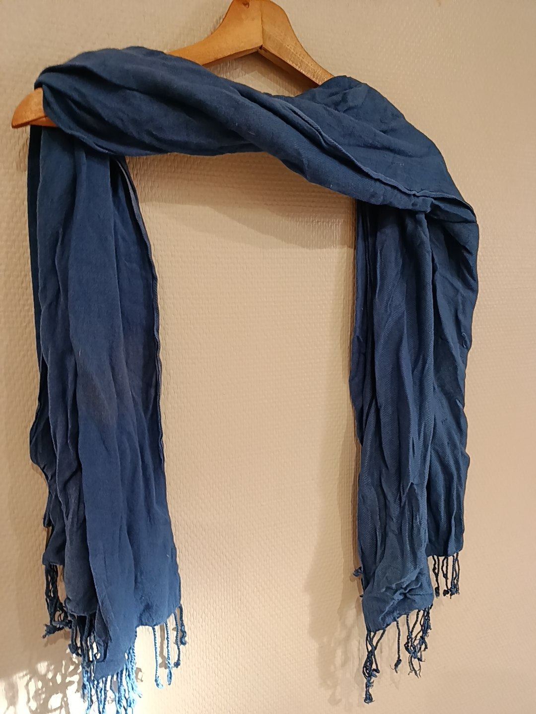 Écharpe chech marocain authentique Bleu désert Original Maroc Laine