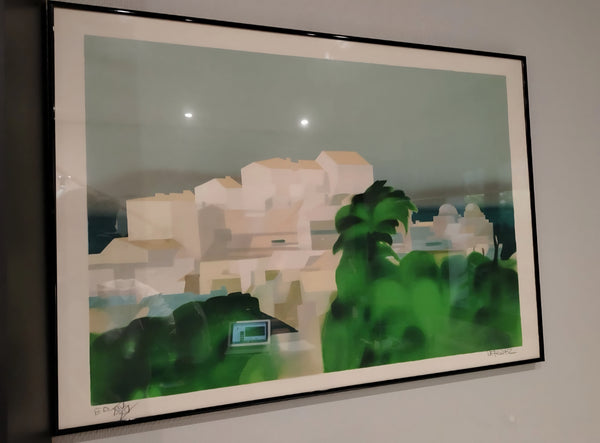 Ancien Tableau Art Deco Original Lithographie Vintage Art deco Alfred Defossez Lumière du Sud Numéroté & Signé EA + Artiste