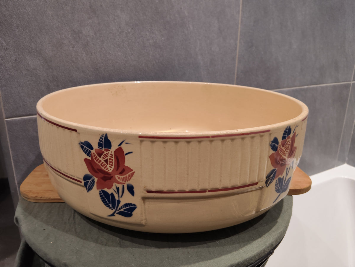 Ancienne bacine ancien plat de service Faience Signée K& G Lunéville XXE Edition Florale Collection