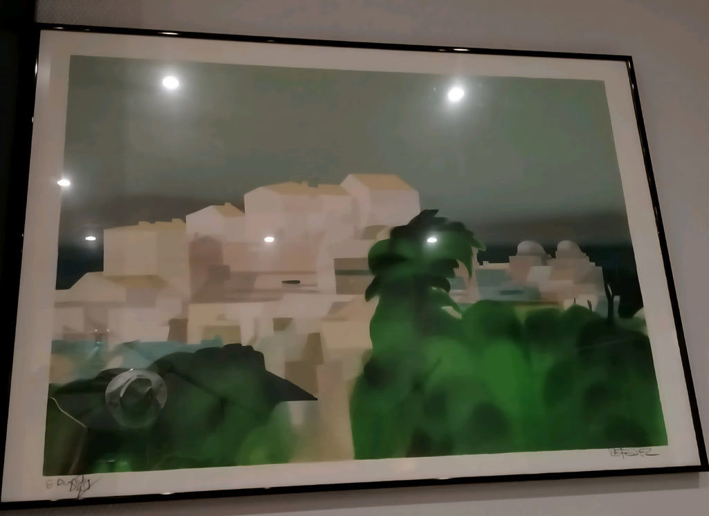 Ancien Tableau Art Deco Original Lithographie Vintage Art deco Alfred Defossez Lumière du Sud Numéroté & Signé EA + Artiste
