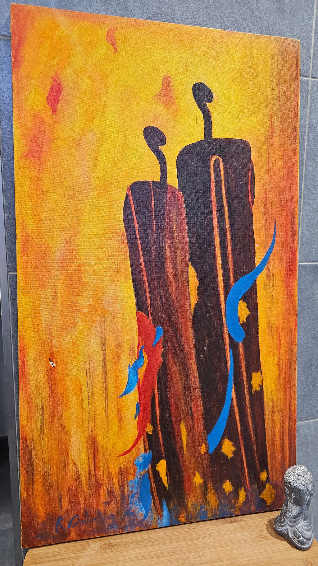 Tableau Peinture Huile sur Toile Signée Roger Savin (1928-2021) "La Réinvocation" Original Unique XXe Collection Art Deco Realisme