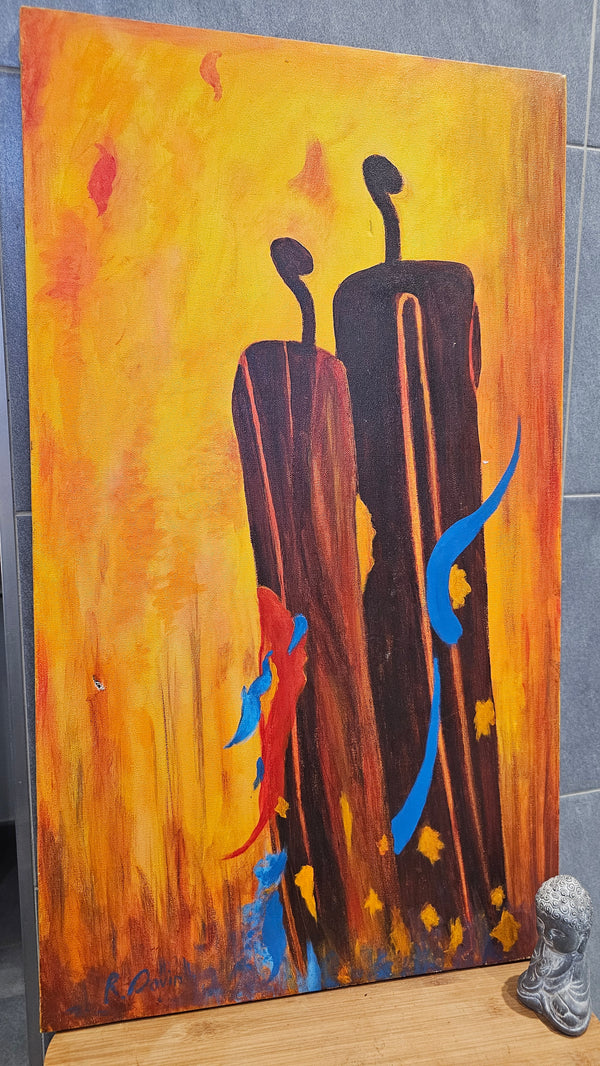 Tableau Peinture Huile sur Toile Signée Roger Savin (1928-2021) "La Réinvocation" Original Unique XXe Collection Art Deco Realisme